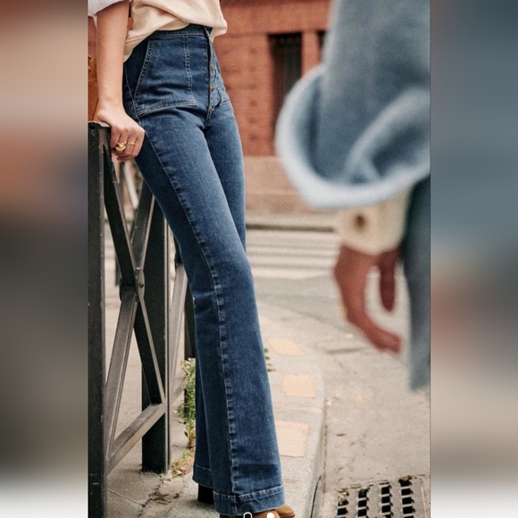 Nwt! Sezane Tommy high waist trouser denim